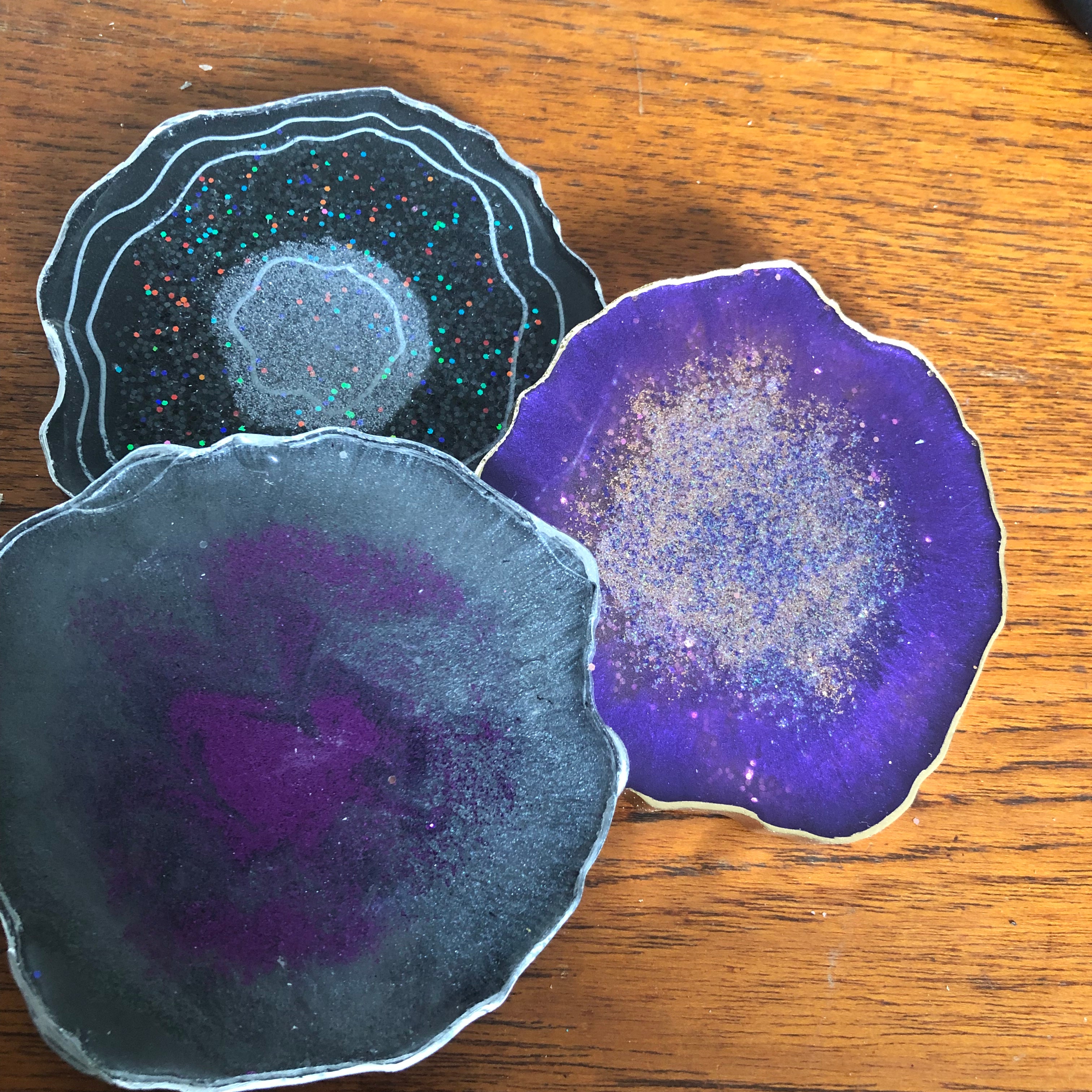 Mixed design resin coasters