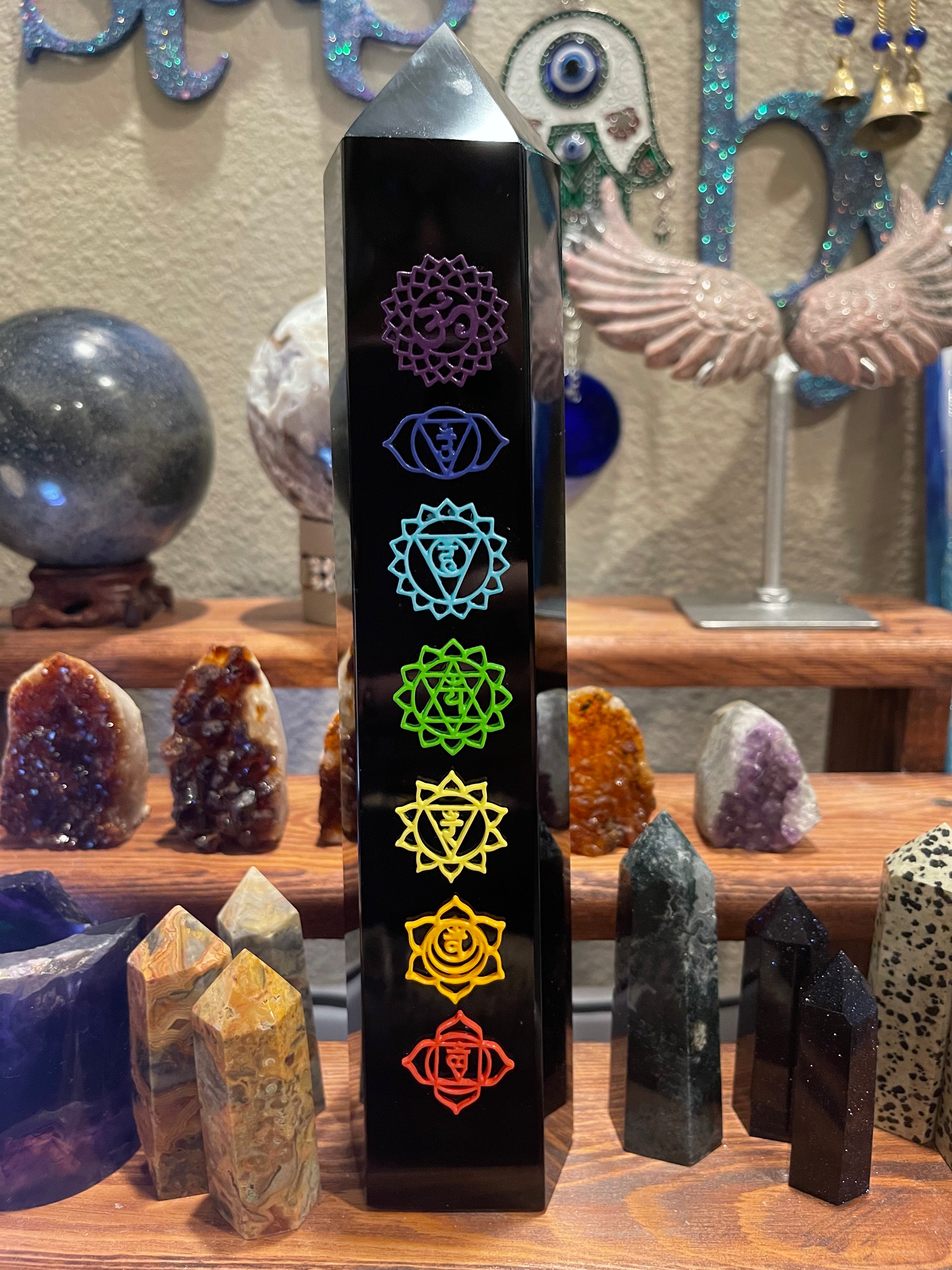 Black Obsidian Chakra tower