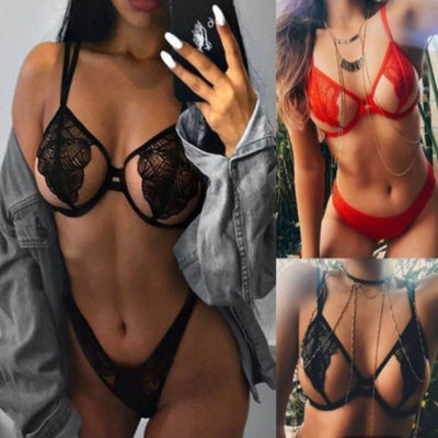 La Belle Fantastique Women Strappy Bra Three-point Underwear Suit |  Sexy Lingerie | Lace Nightie | Fashion Lingerie