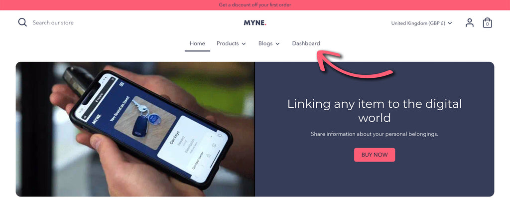 Image showing how to gain access to the MYNE lost and found Dashboard