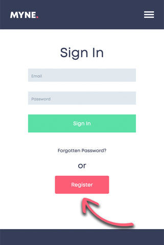 Sign in page screenshot showing where register is