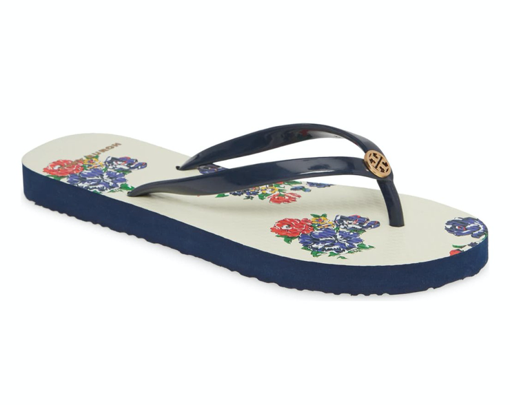 tory burch printed thin flip flops