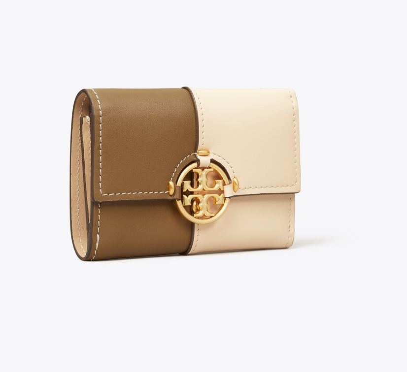 Tory Burch Miller Color-Block Medium Flap Wallet-Toasted Sesame and Brie