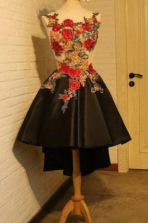 Vintage Black Applique Homecoming Dresses,Pretty Short Prom