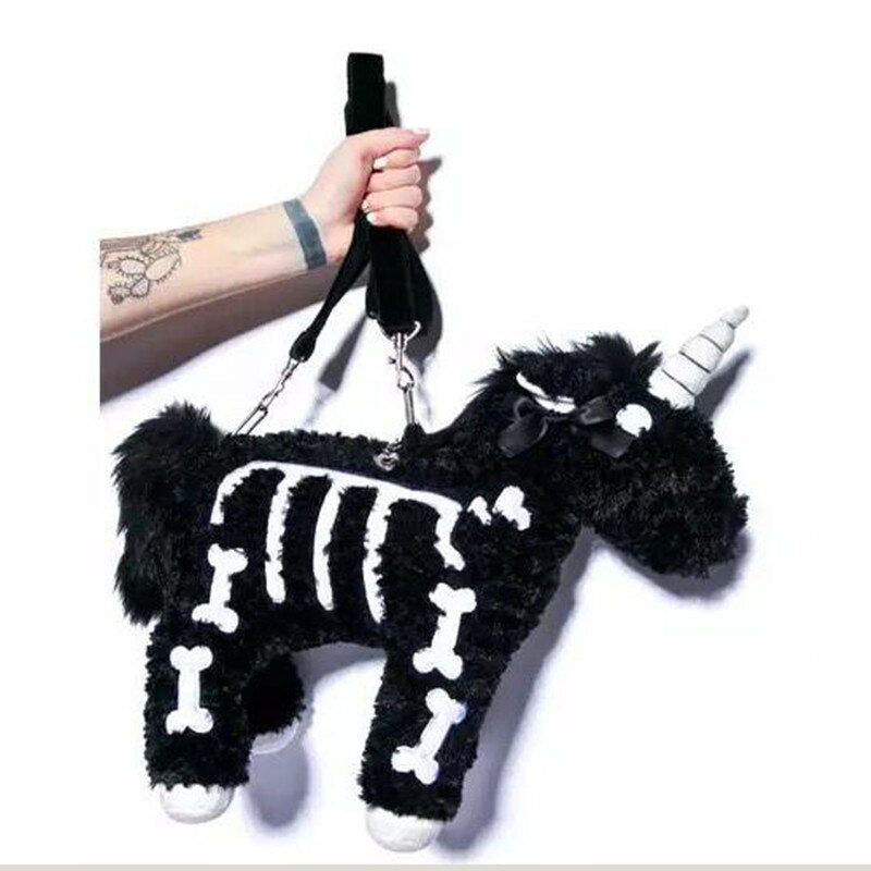 black stuffed unicorn
