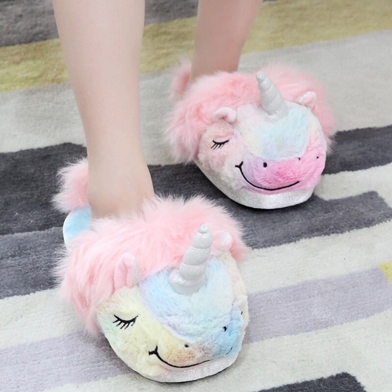 fuzzy unicorn slippers