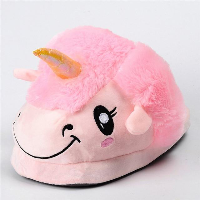 Pink Fluffy Unicorn Slippers