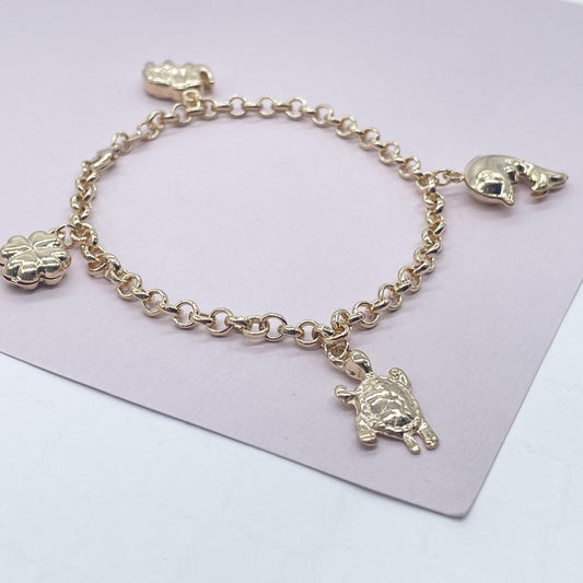 18K Gold Filled Lucky Charms Bracelet for Protection