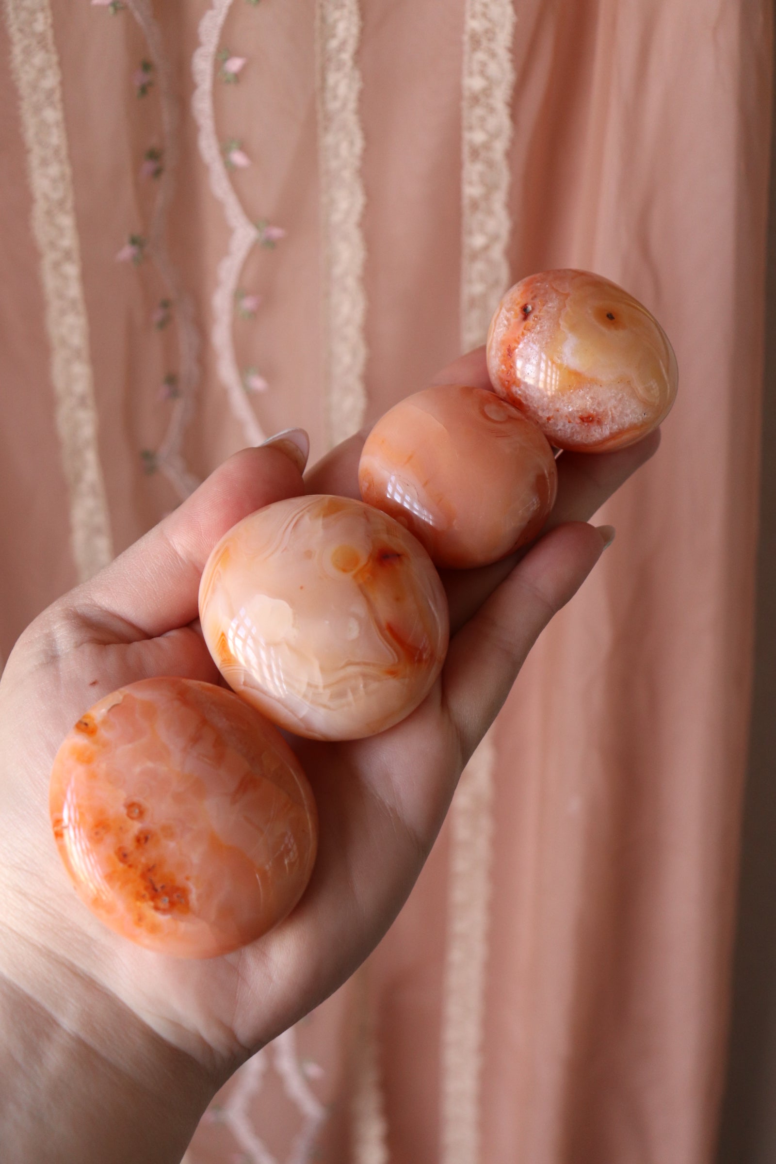 Peachy Carnelian Palmstones