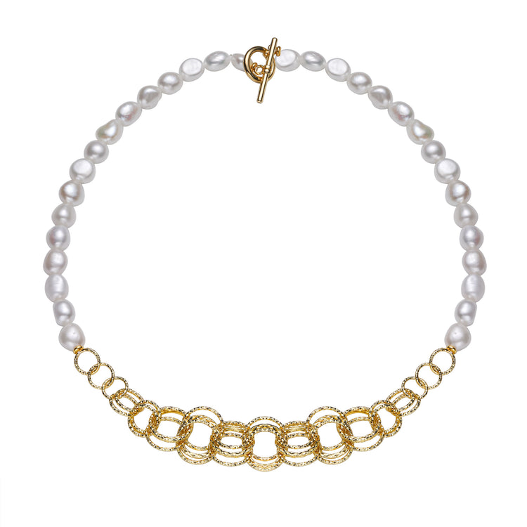 Contemporary Golden Loop Pearl Necklace – Timeless Pearl