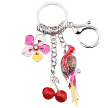 Load image into Gallery viewer, Parrot Cherry Flower Keyring