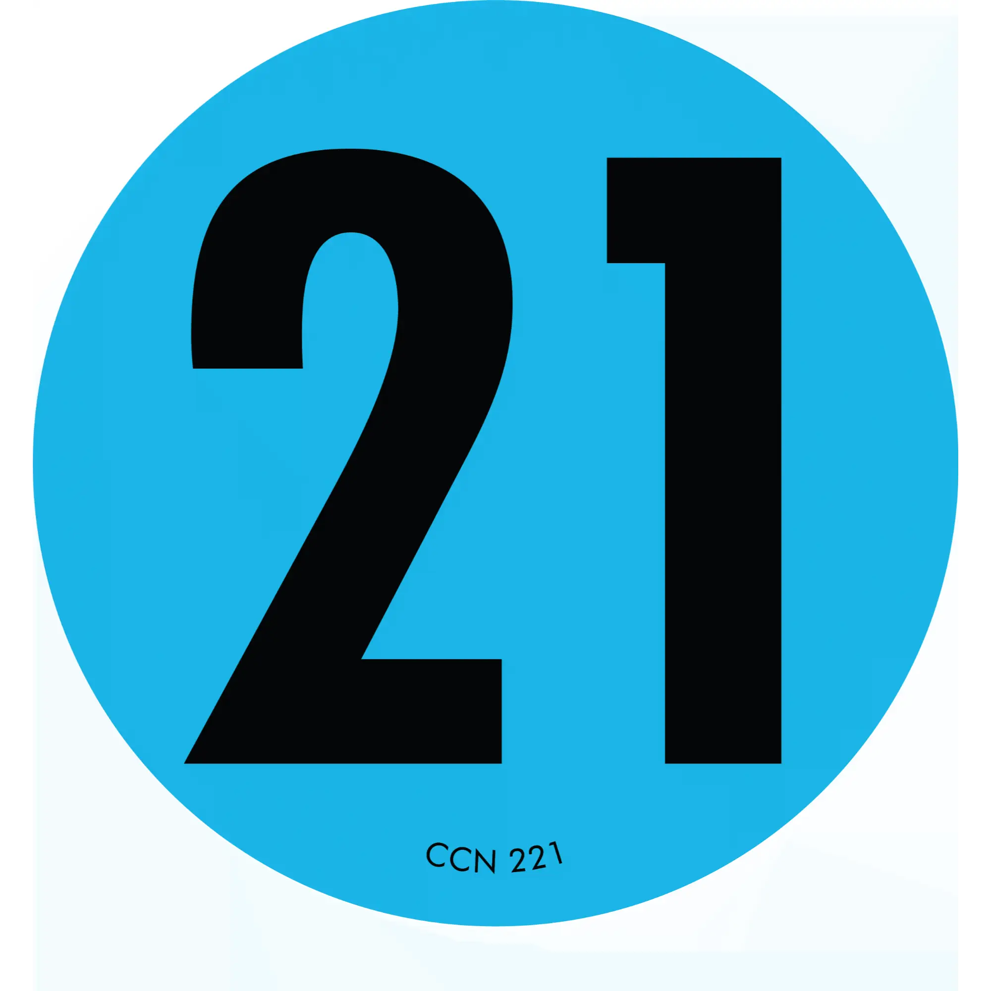 Black 21 Label on Light Blue Background, 1000/Roll