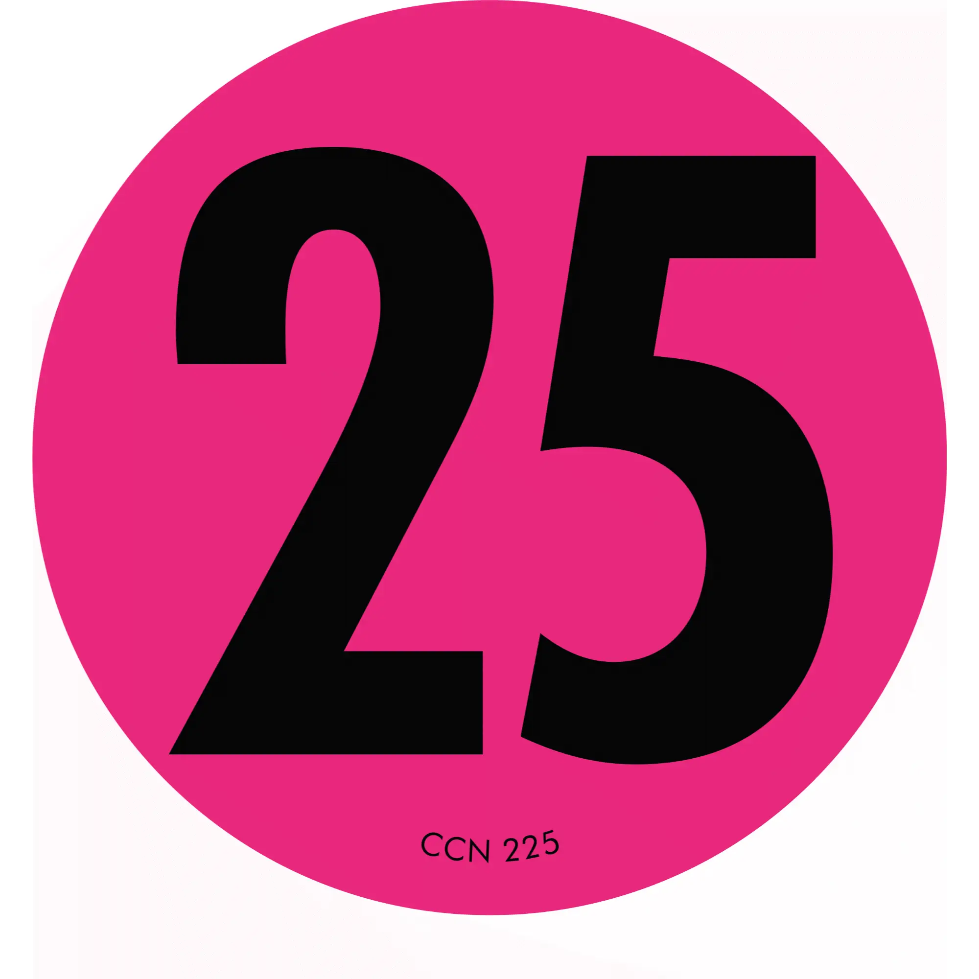 Black 25 on Pink Circular Paper Labels, 1000 Roll