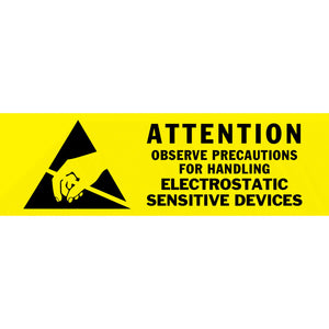 Yellow Electrostatic Warning Labels, Attn Observe Precautions - ManyLabels - Industrial Labels
