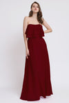i gorgeous 11107, Sangria, Strapless, Double Ruffle Bodice, Side Pockets, Chiffon, A-line Skirt dress  
