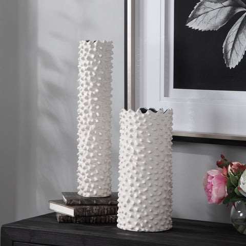 Ceramic White Ciji Vases (S/2)