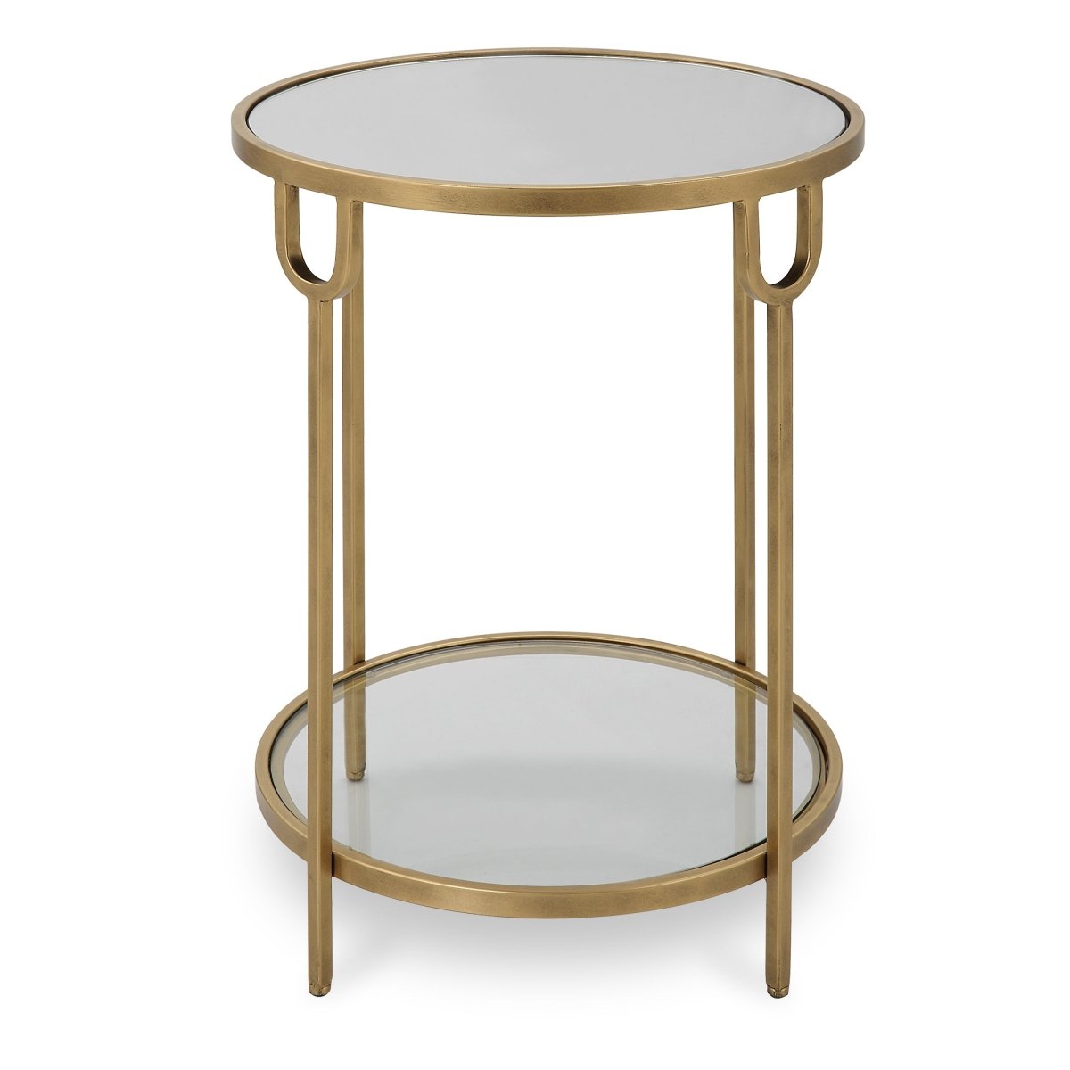 Gold Two-Tier Side Table with Mirror