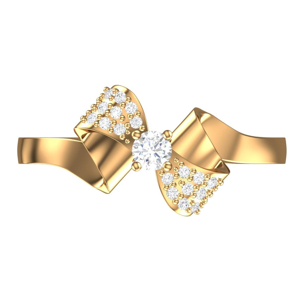 

Золотое кольцо «Бант» с бесцветными фианитами