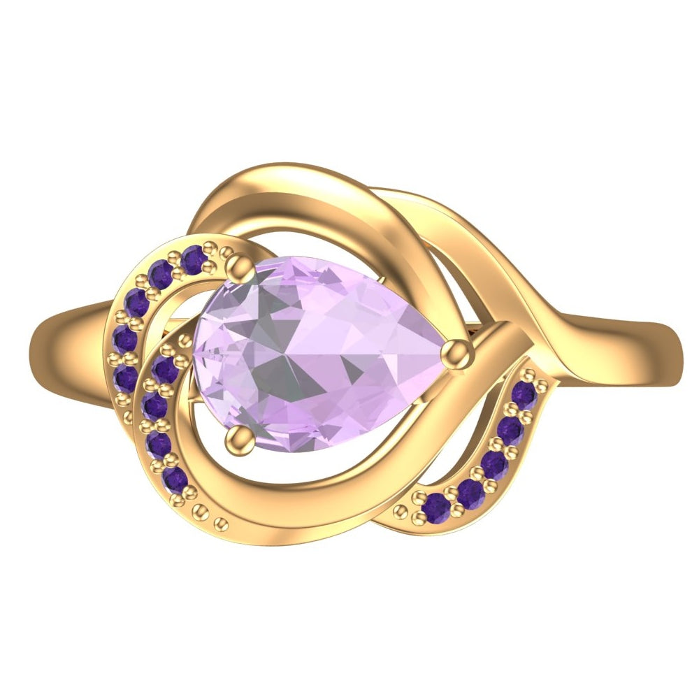

Золотое кольцо с аметистом и аметистовыми фианитами