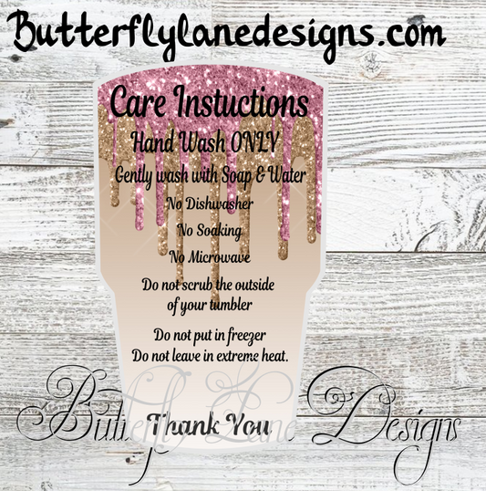 Tumbler Care Cards, Care Instructions PRINT AND CUT_PNG File – Butterfly  Lane Designs