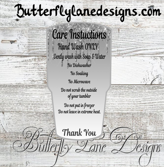 Purple Glitter Tumbler Care Cards, Care Instructions PRINT AND CUT_PNG –  Butterfly Lane Designs