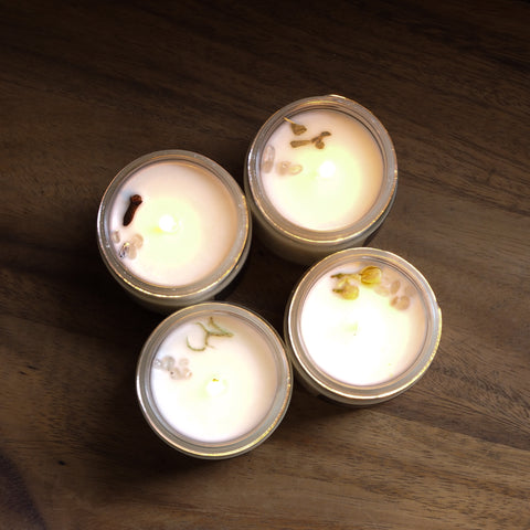 birds eye view of four luxury lunar candles