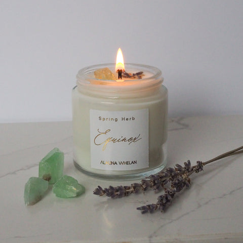 small crystal infused spring equinox soy intention candle