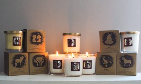 collection of luxury soy zodiac intention candles