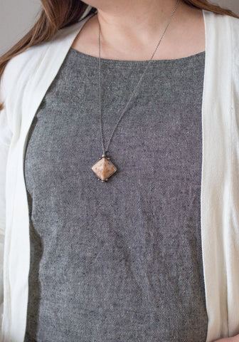 sunstone pyramid necklace