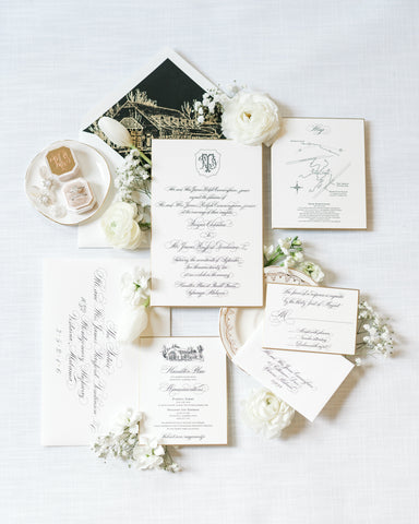 Engraved Wedding Invitation Suite