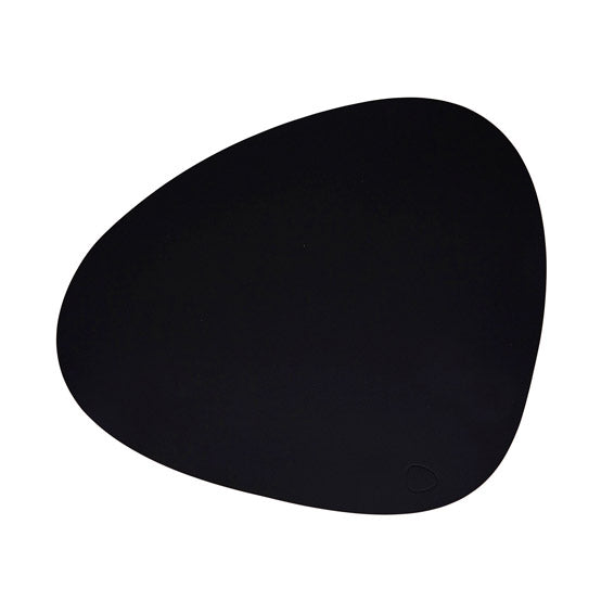 Leather Table Mat Curve L Black Softbuck Koperhuis