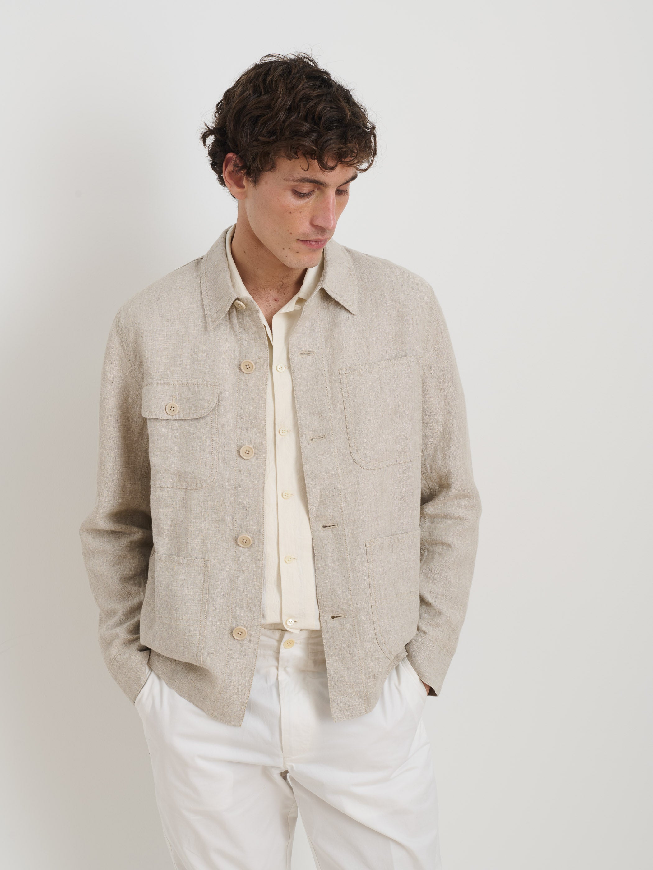 Alex Mill Work Jacket In Flax Linen In White