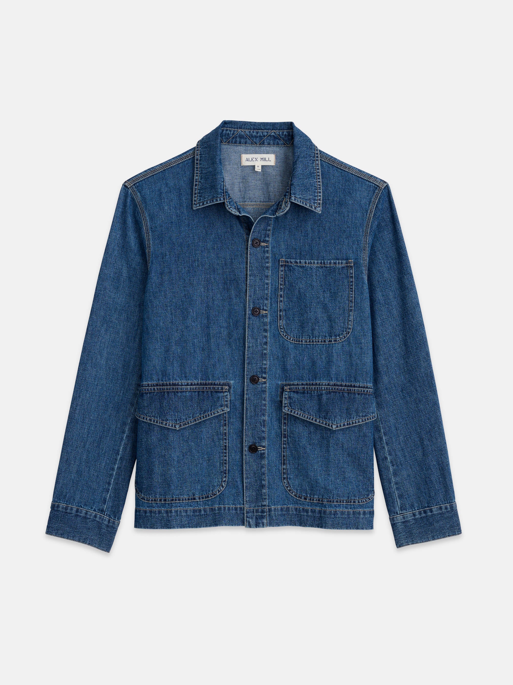 Shop Alex Mill Shirt Jacket In Lightweight Denim In Weathered Indigo