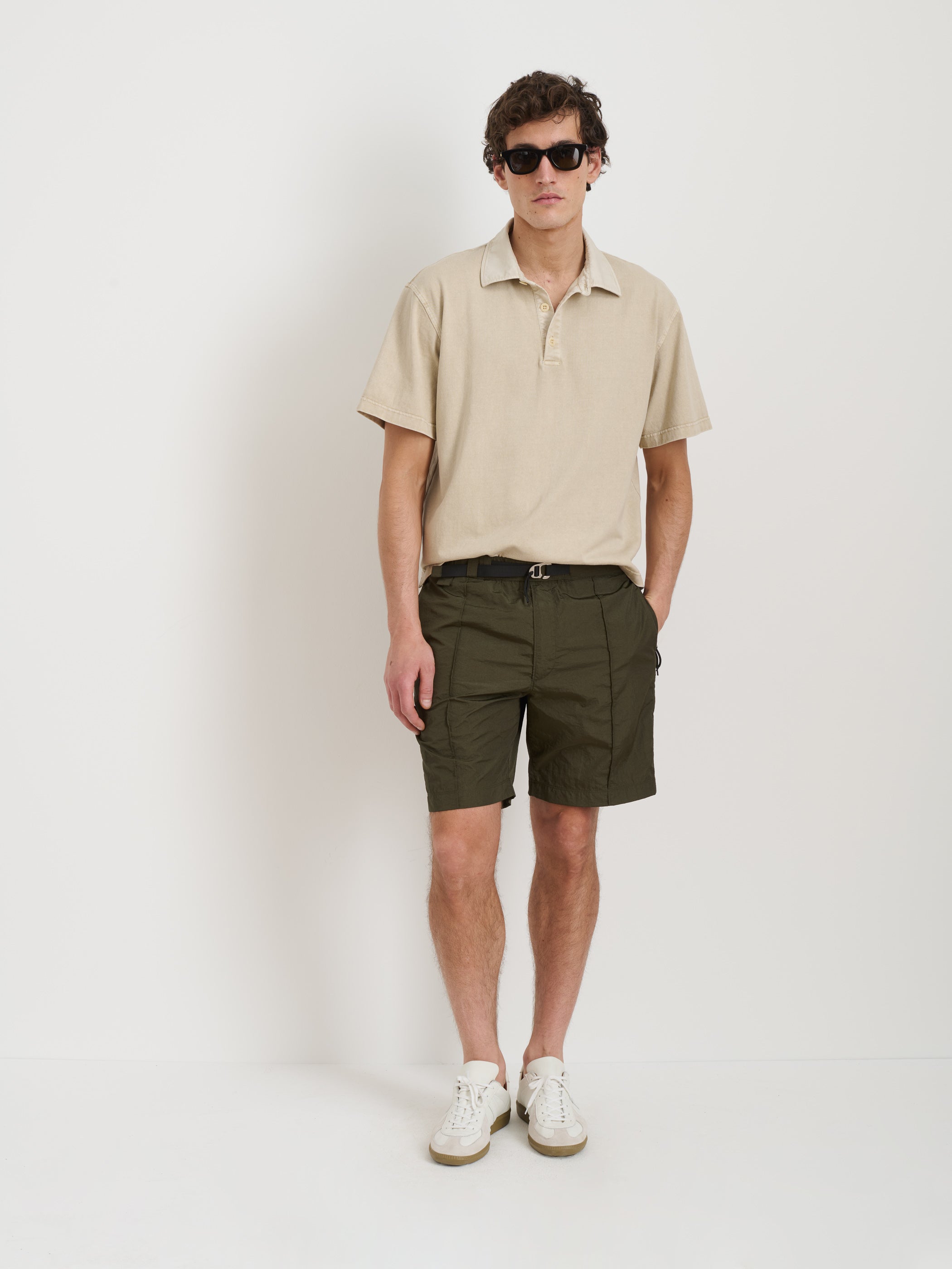 Alex Mill Trail Short In Crinkle Nylon In Green