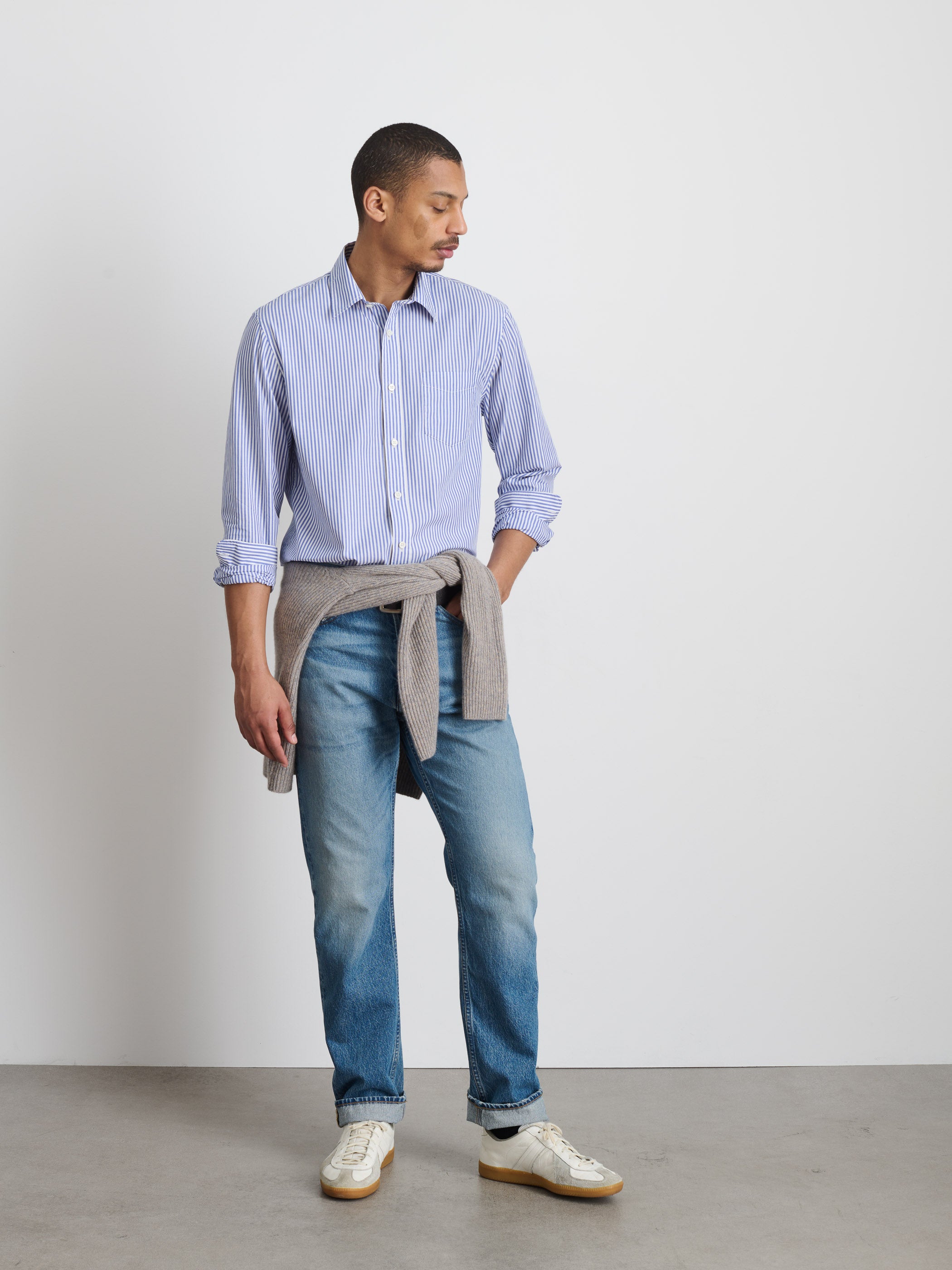 Shop Alex Mill Mill Shirt In Striped Cotton In Blue/white