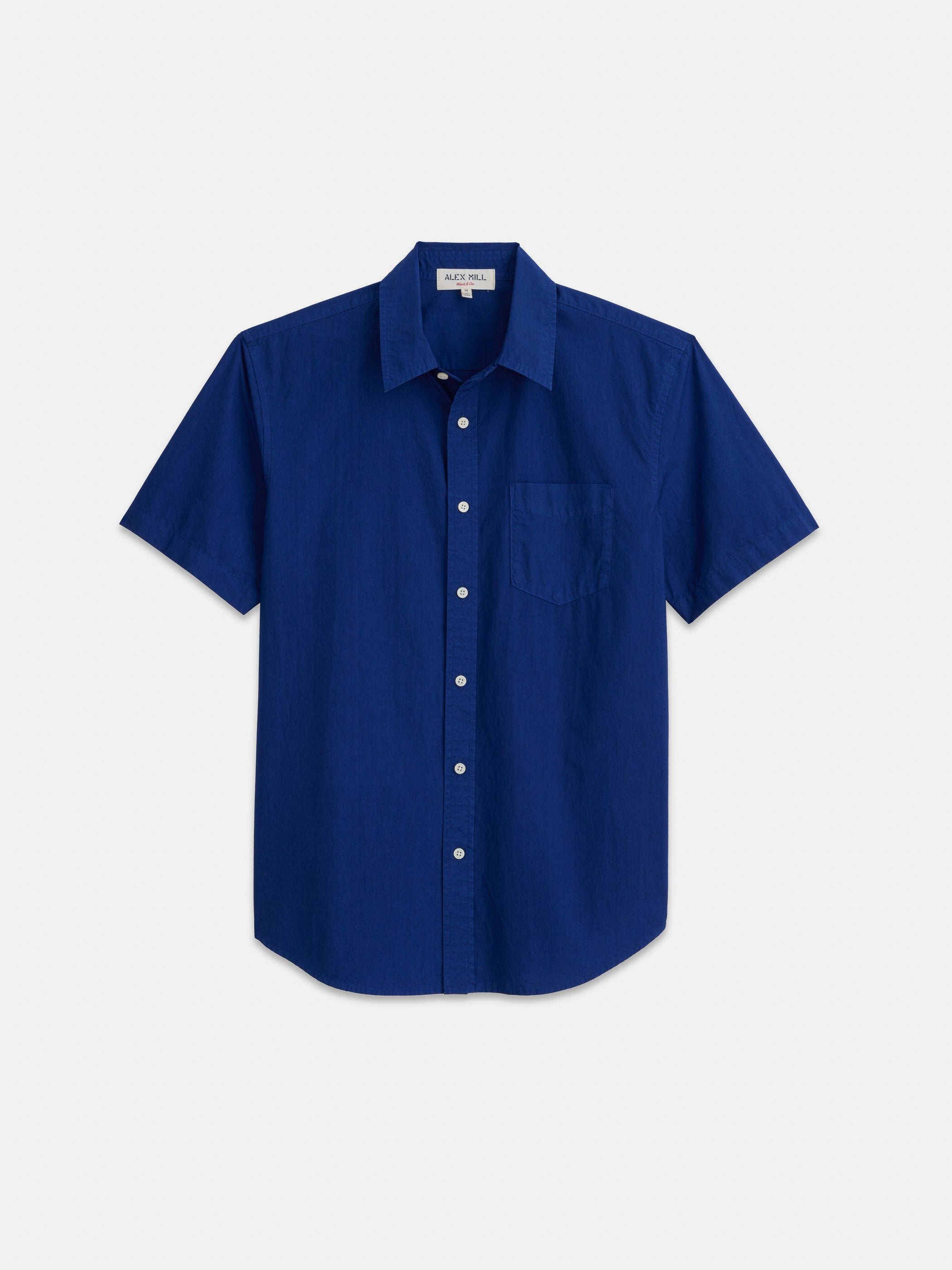 Shop Alex Mill Short Sleeve Mill Shirt In Cotton Poplin In Cobalt