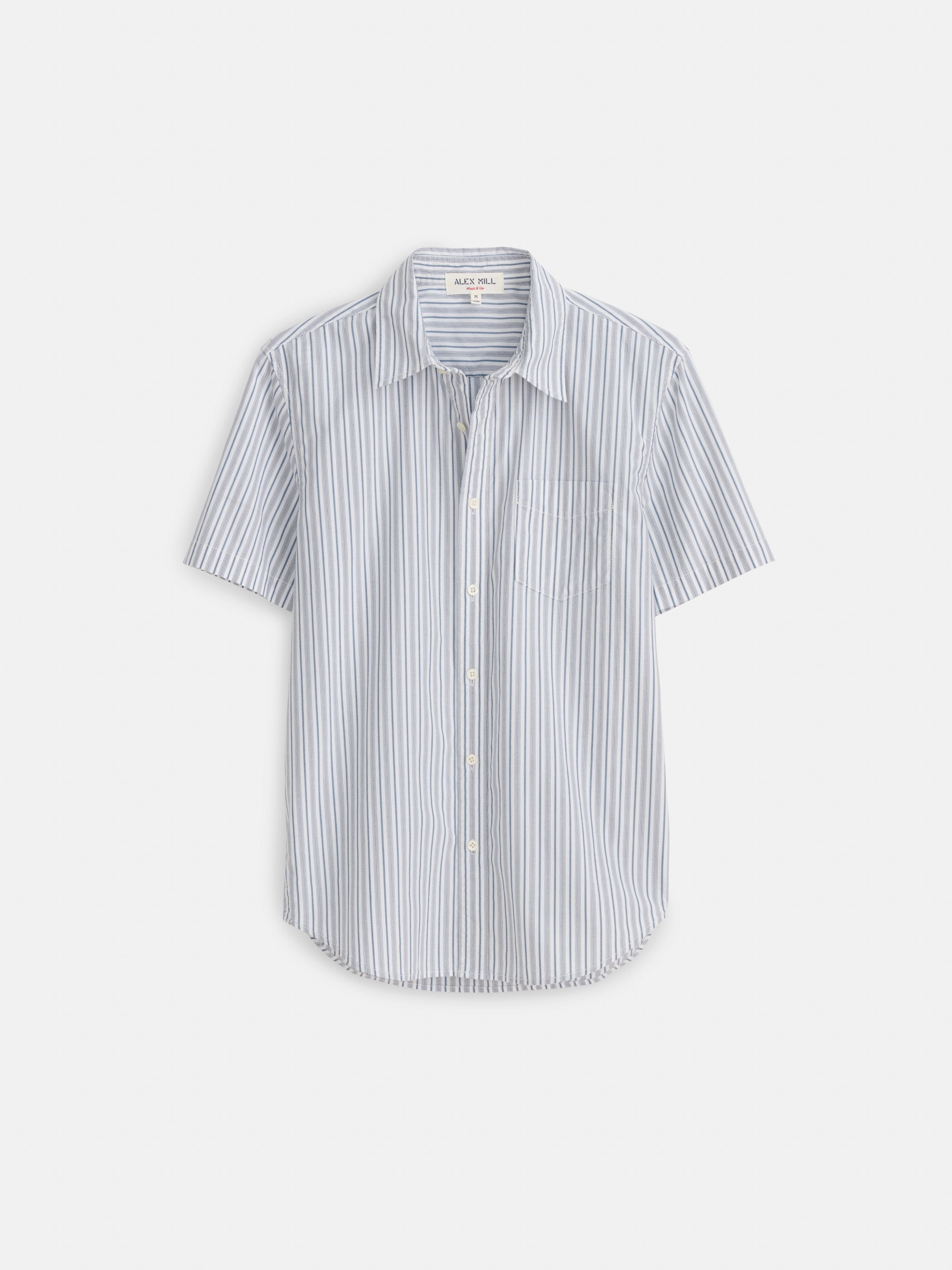Alex Mill Short Sleeve Mill Shirt In Ticking Stripe In Blue