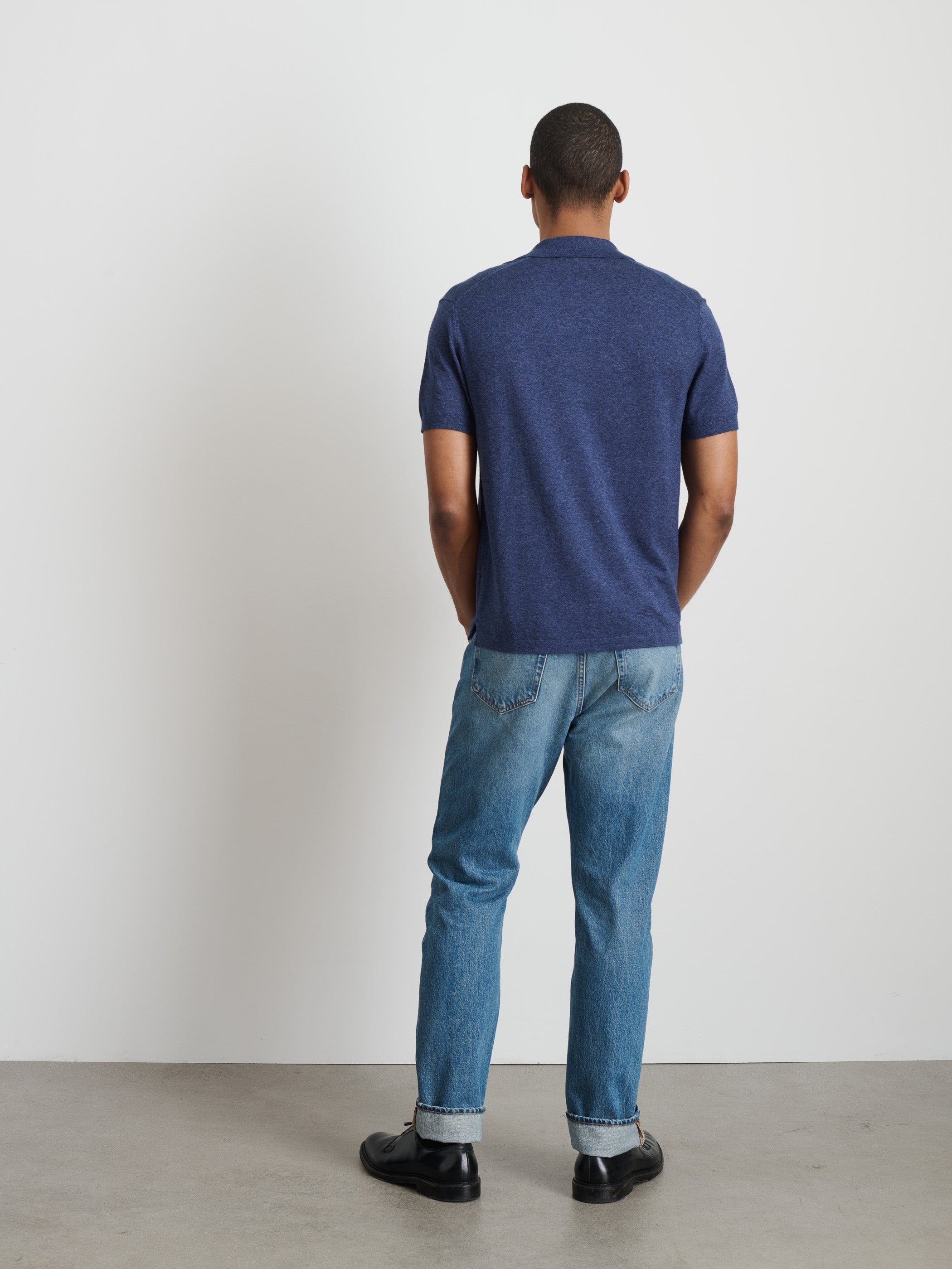 Shop Alex Mill Aldrich Knit Shirt In Hemp Cotton In Blue Denim