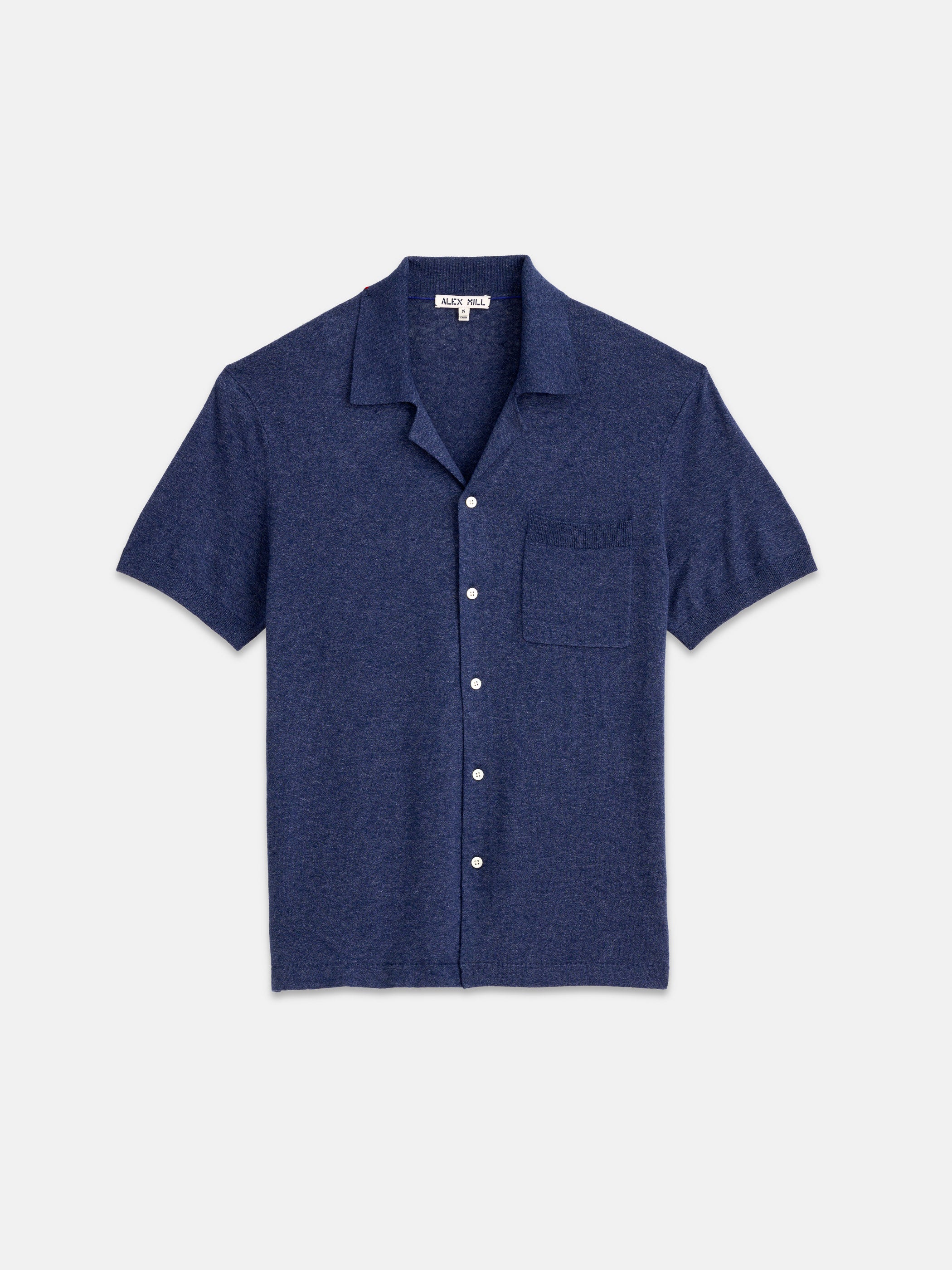 Shop Alex Mill Aldrich Knit Shirt In Hemp Cotton In Blue Denim