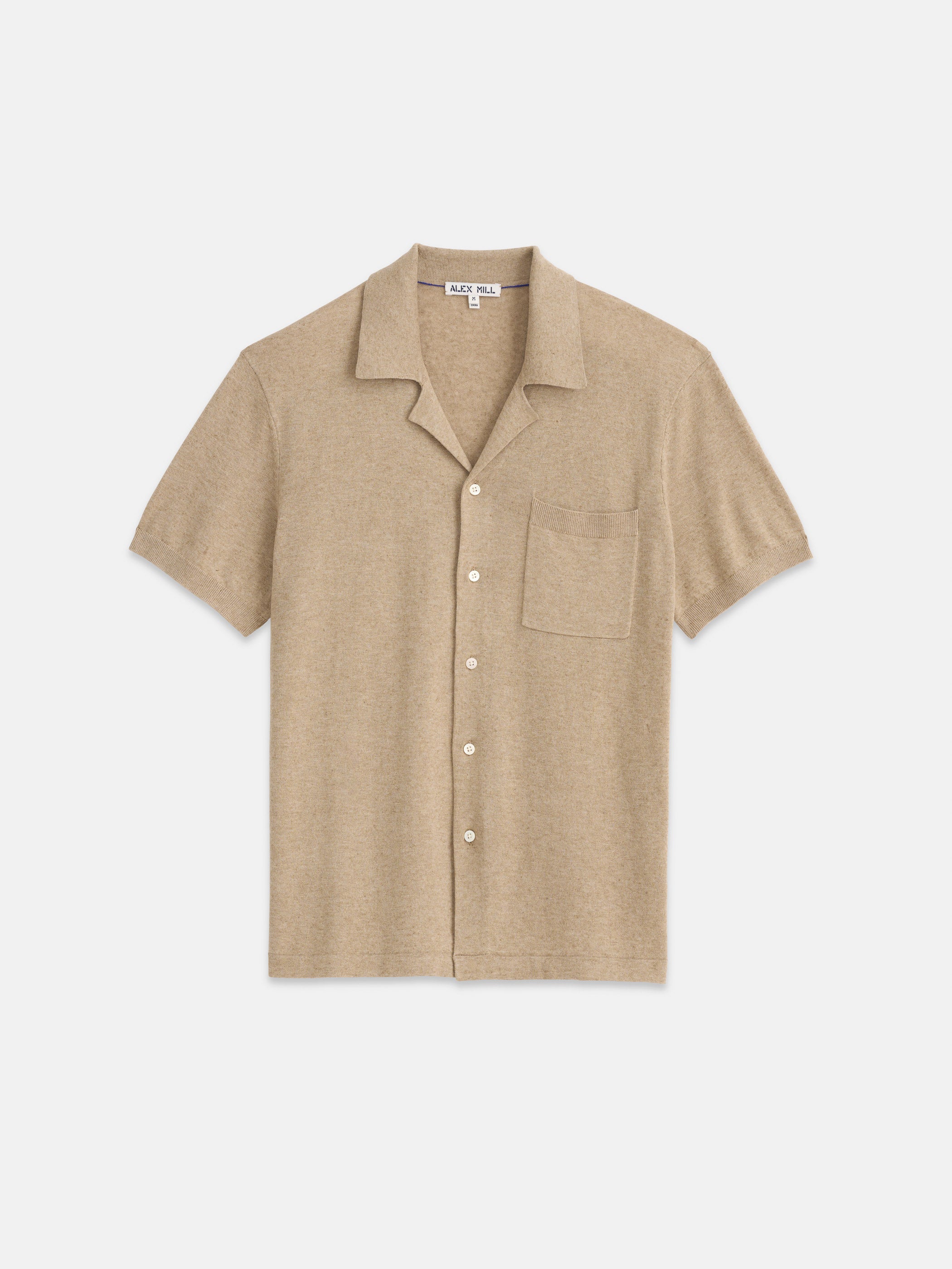 Shop Alex Mill Aldrich Knit Shirt In Hemp Cotton In Dark Sand