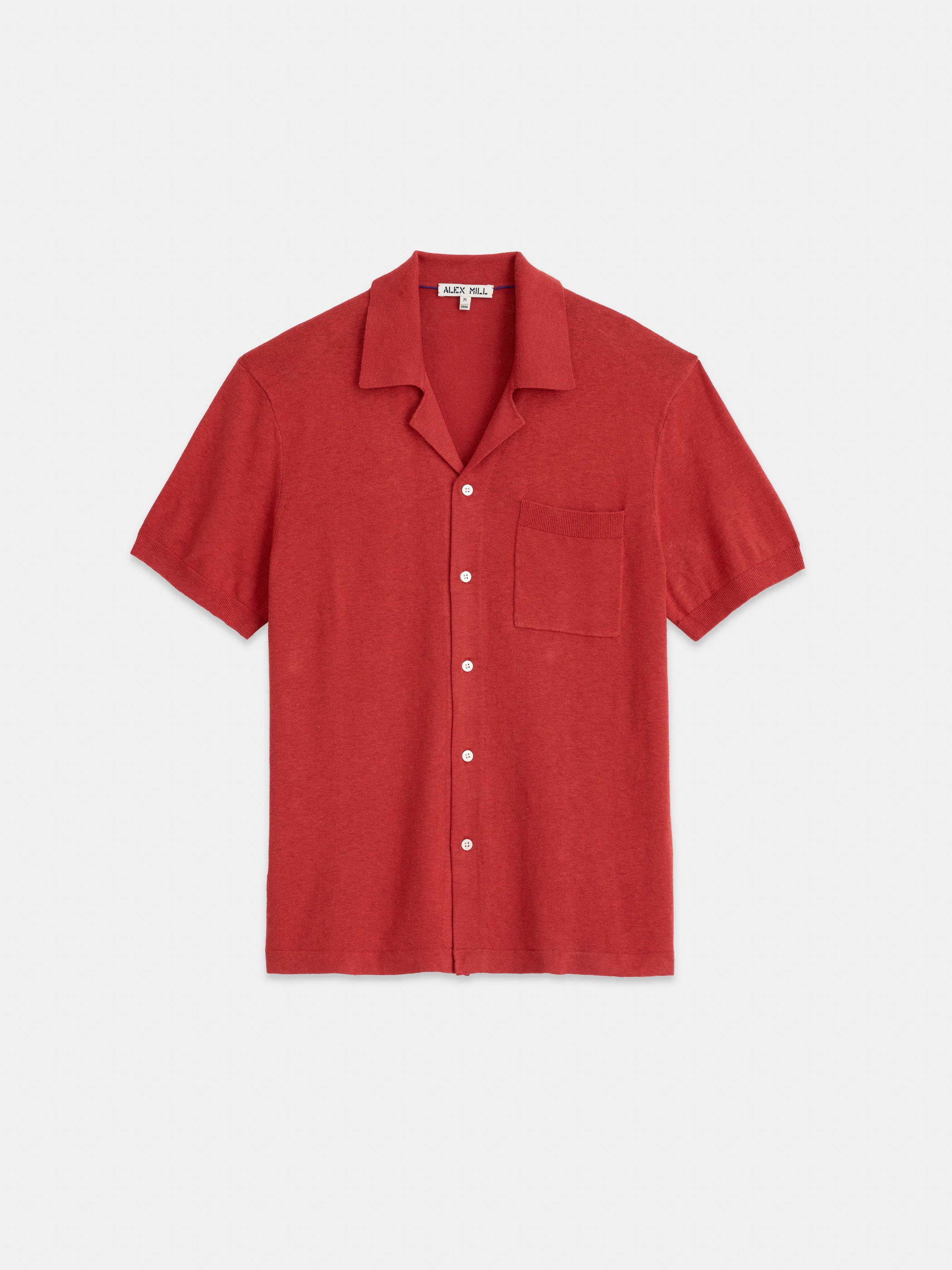 Shop Alex Mill Aldrich Knit Shirt In Hemp Cotton In Persimmon