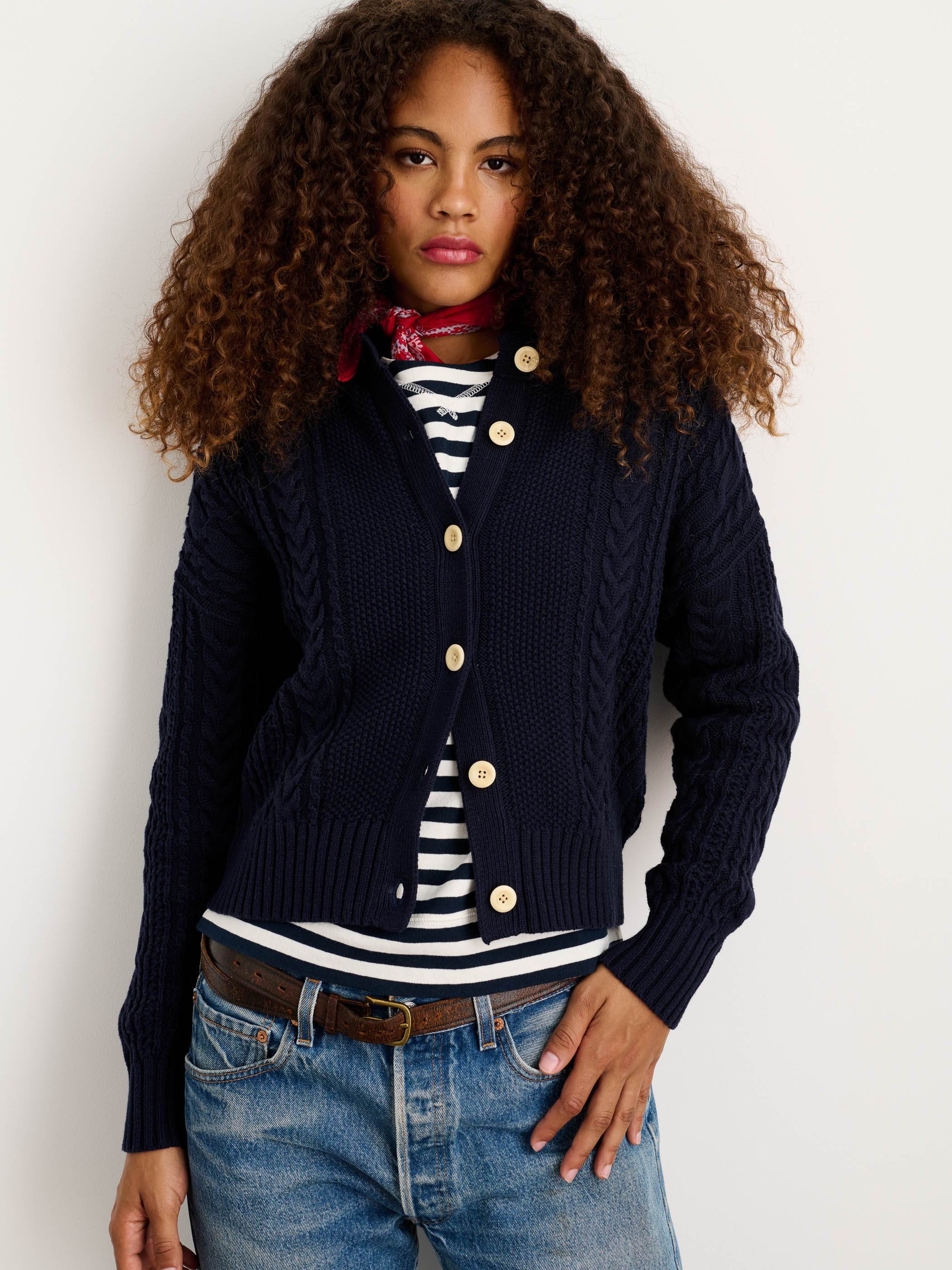 Alex Mill Cable Knit Nico Chunky Cardigan In Dark Navy | ModeSens