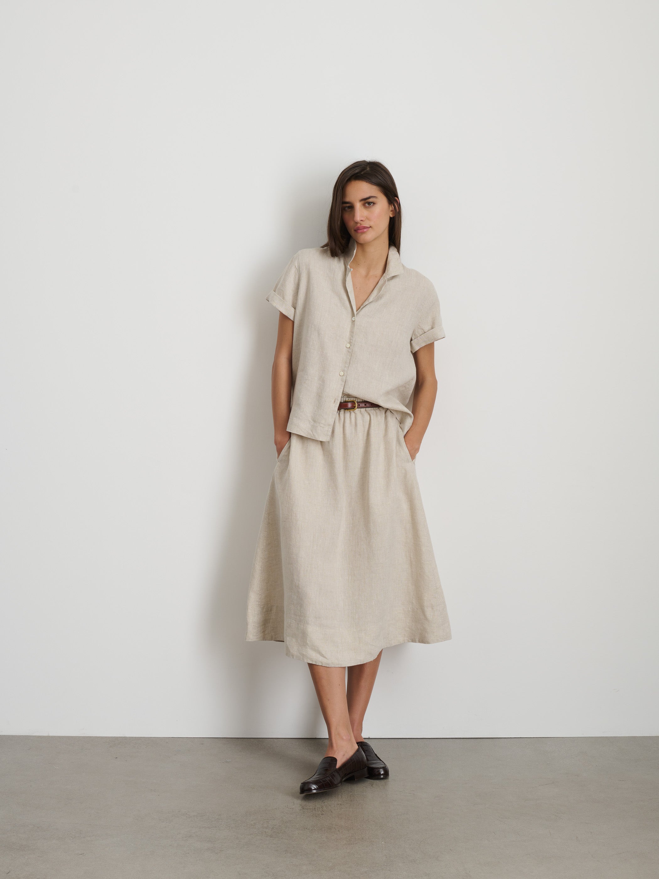 Shop Alex Mill Maddie Skirt In Flax Linen