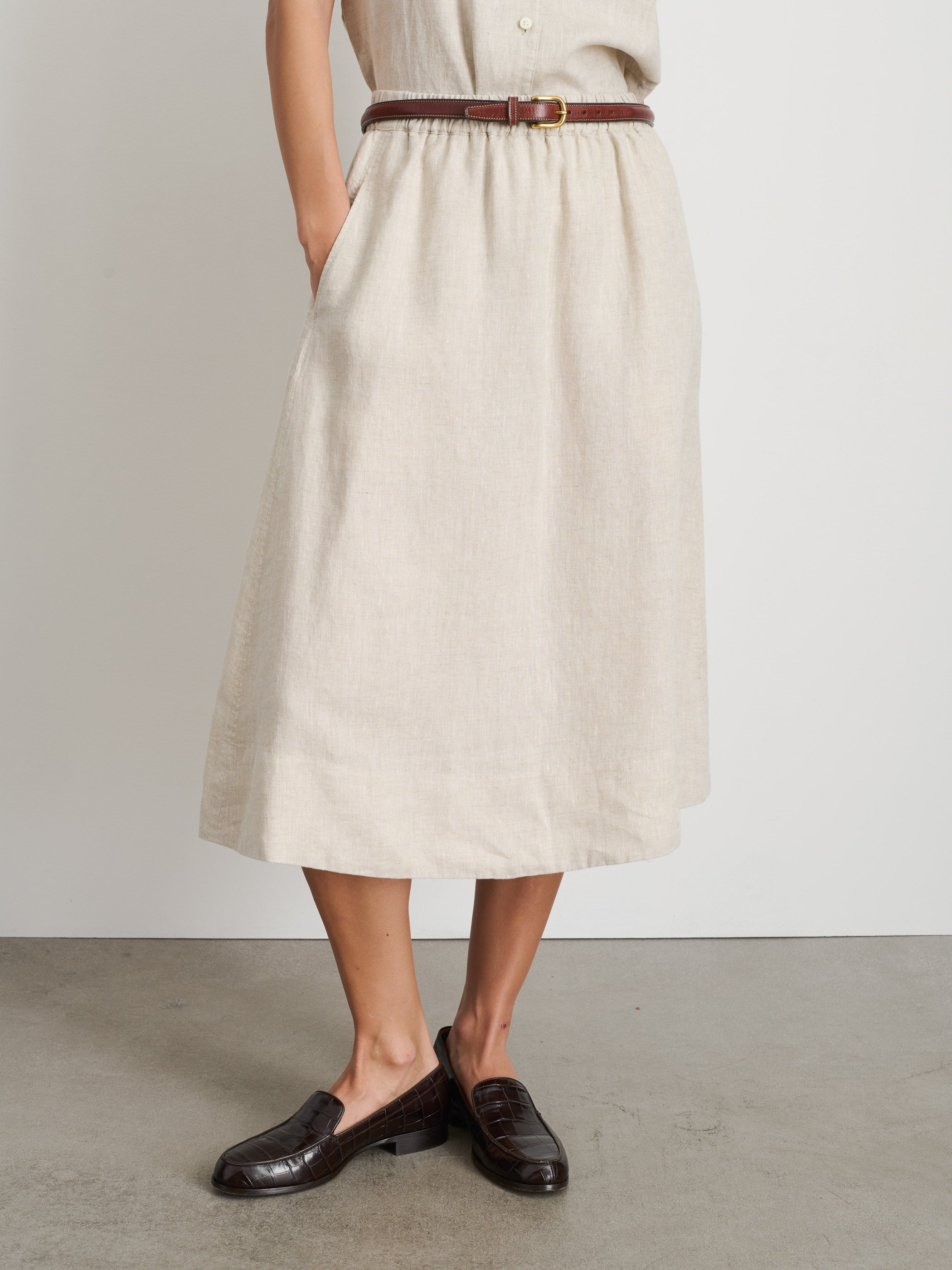 Shop Alex Mill Maddie Skirt In Flax Linen