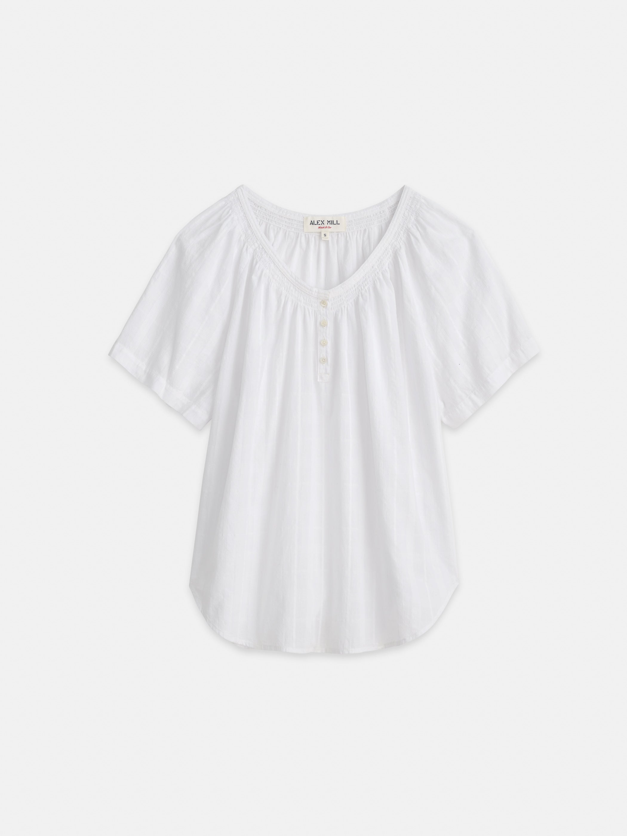 Shop Alex Mill Thali Smocked Shirt In White