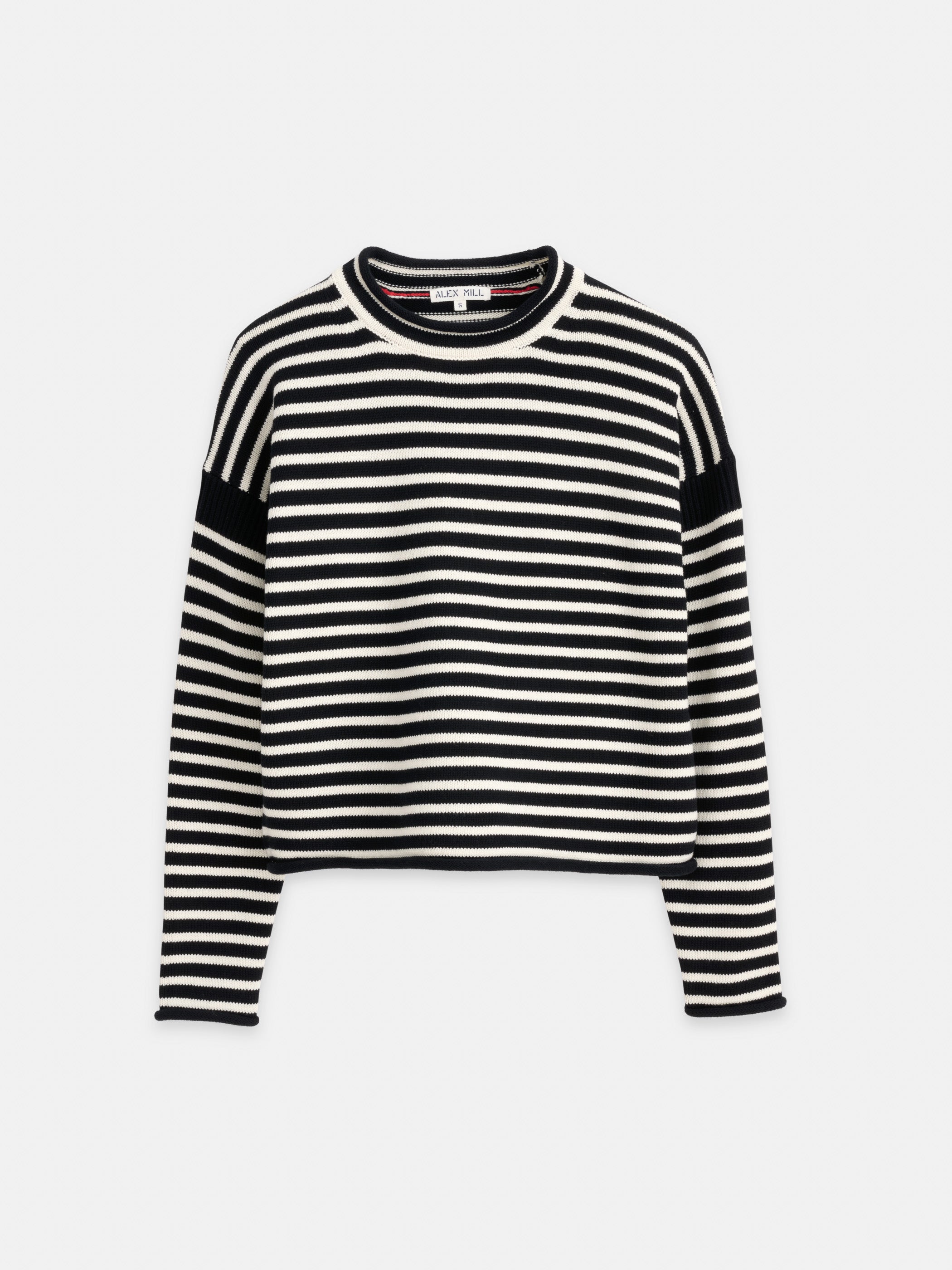 Alex Mill Mariner Striped Rollneck Sweater In Cotton In Black