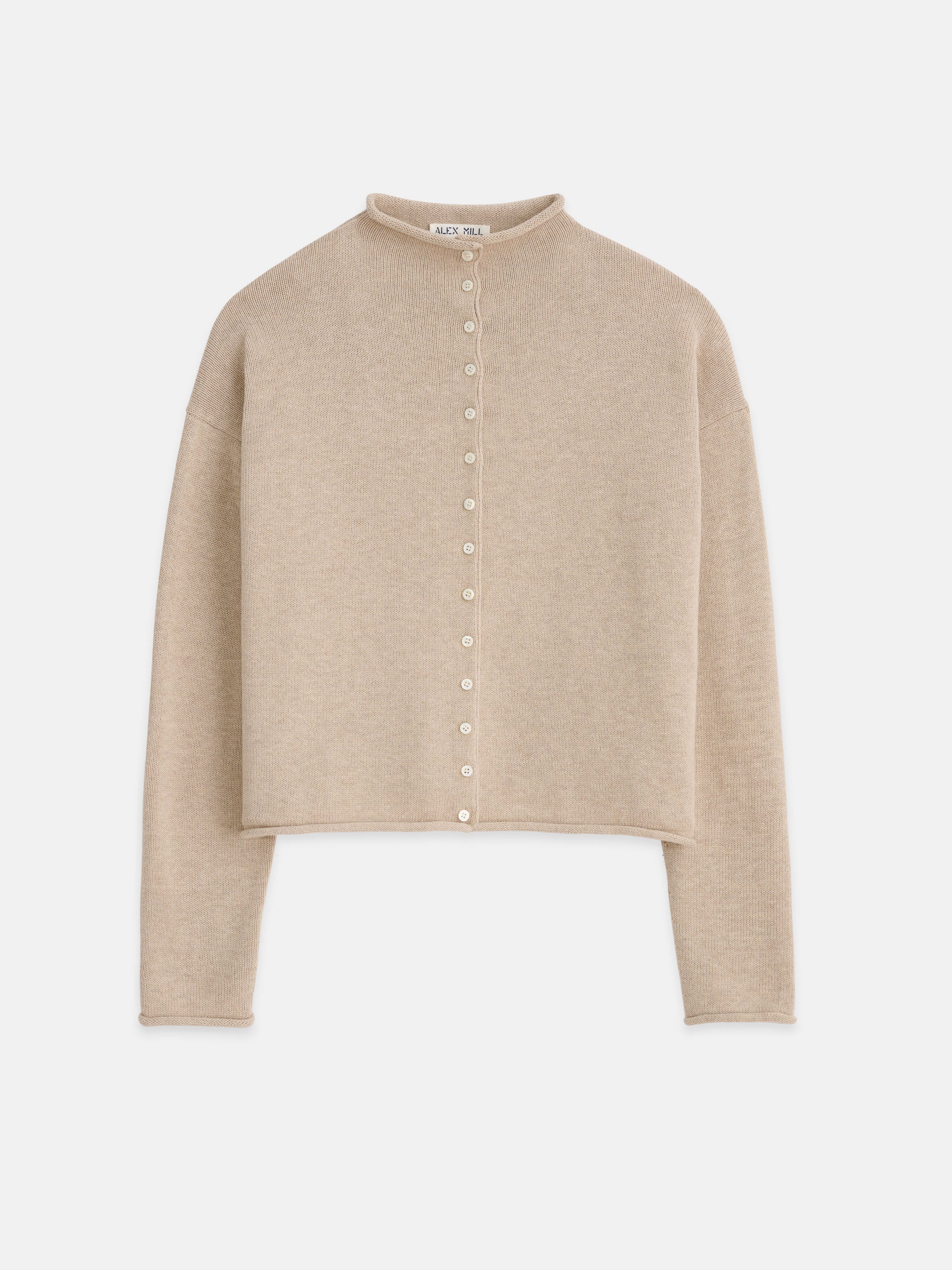 Alex Mill Taylor Rollneck Cardigan In Cotton Cashmere In Vellum