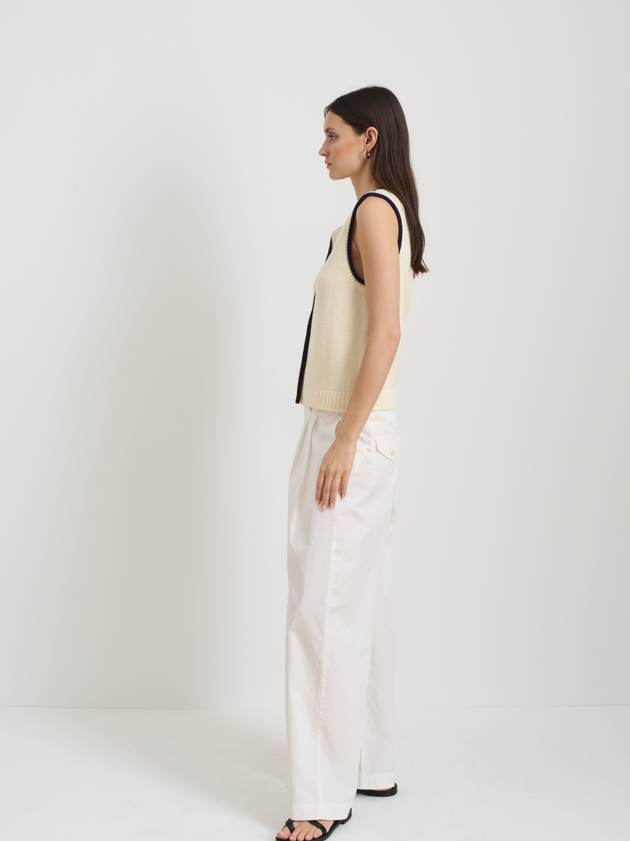 Alex Mill Bridget Tipped Vest In Cotton In Neutral