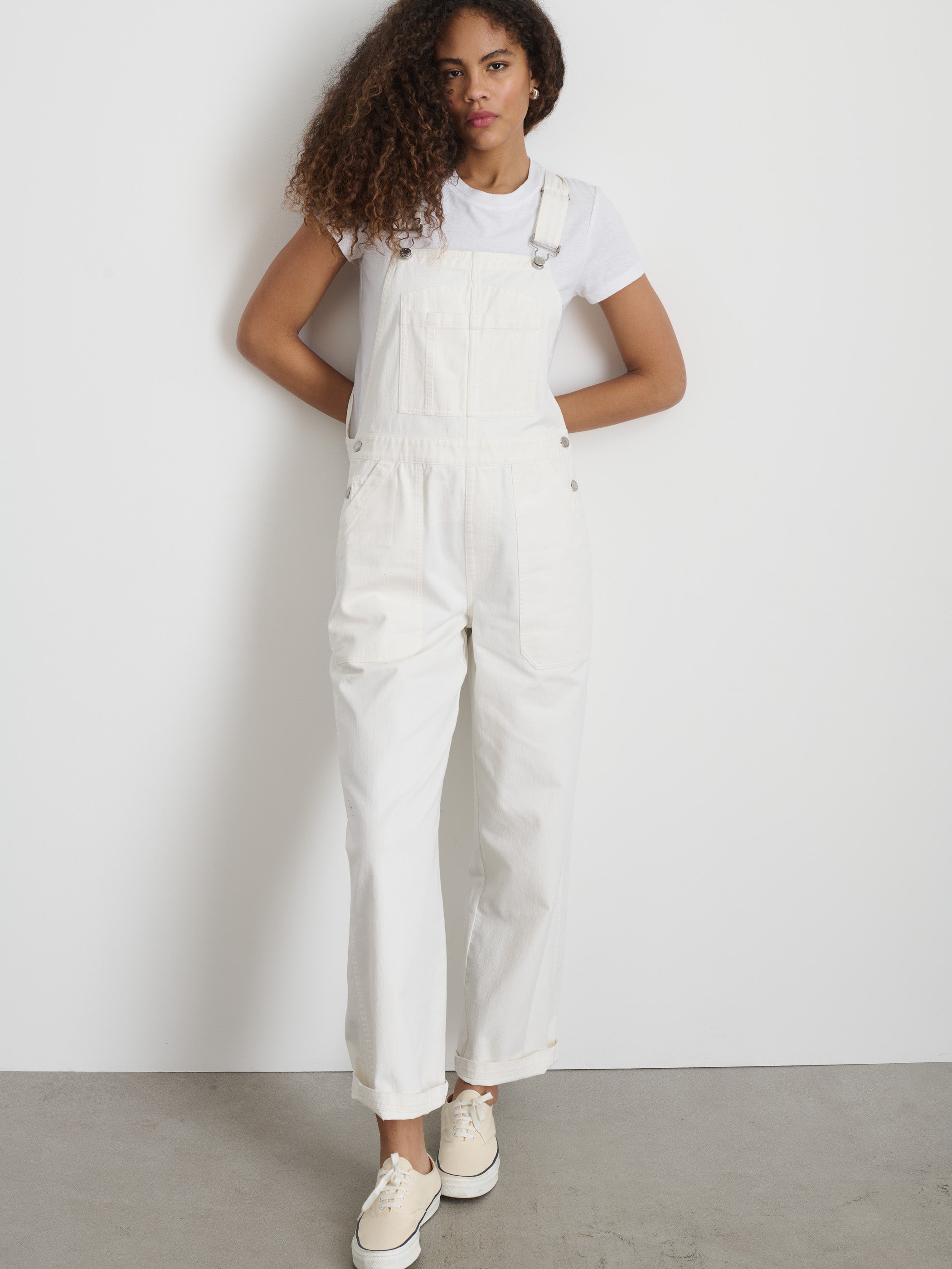 Shop Alex Mill Lili Overall In White Denim