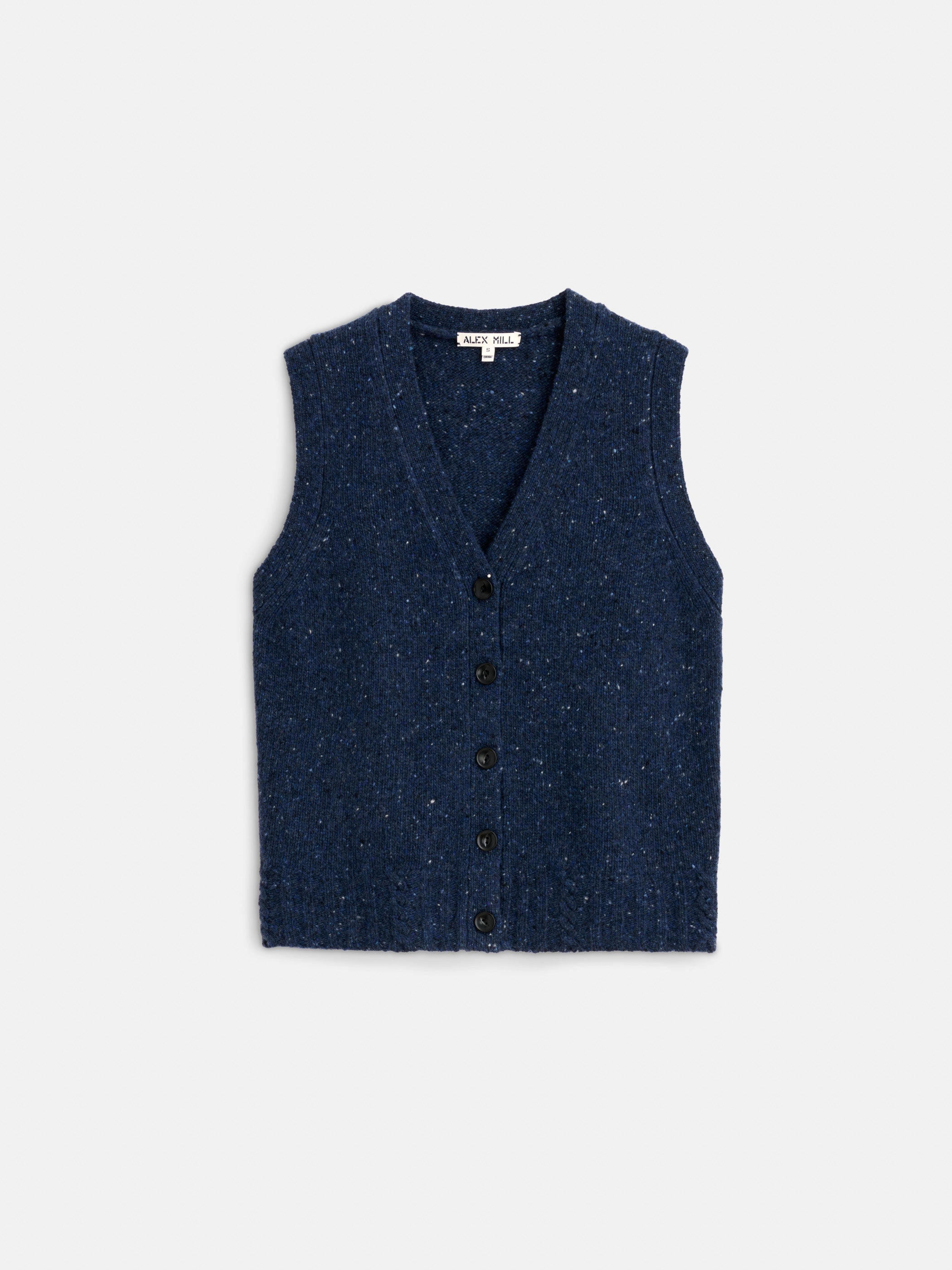 ALEX MILL FRANCIS CARDIGAN VEST IN DONEGAL